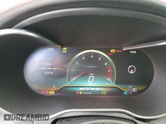 2019 Mercedes-Benz C 43 AMG with VIN 55SWF6EB8KU285667, listed as a Copart auction lot 52937315 with 57,274 mi miles and Salvage title. Bid and sale history available at DreamBid. Image 9.
