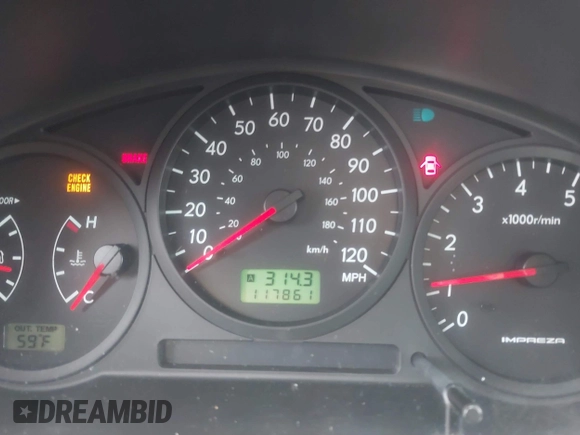 2006 Subaru Impreza i with VIN JF1GD67626G524840, listed as a IAAI auction lot 39449400 with 117,861 mi miles and . Bid and sale history available at DreamBid. Image 7.