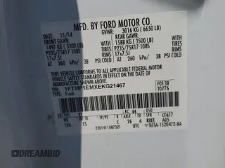 2014 Ford F-150 XL with VIN 1FTMF1EMXEKG21467, listed as a Copart auction lot 47236685 with 168,052 mi miles and Salvage Title. Bid and sale history available at carsss.com. Image 12.