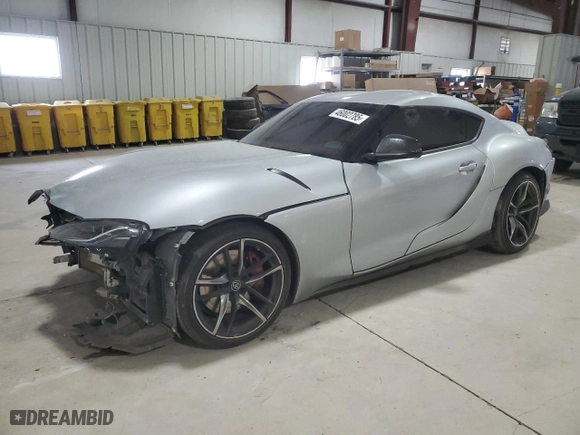 2021 Toyota GR Supra 3.0 with VIN WZ1DB0C04MW045065, listed as a Copart auction lot 46002785 with 0 mi miles and Salvage Title. Bid and sale history available at carsss.com. Image 1.