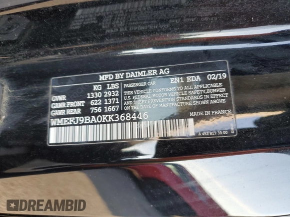 2019 Smart fortwo Pure z VIN WMEFJ9BA0KK368446, wystawiony jako Copart lot #85898494 z przebiegiem Nie podano mil oraz Tytuł czysty. Historia ofert i sprzedaży dostępna na DreamBid. Obrazek 13.