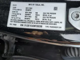 2022 Tesla Model 3 z VIN 5YJ3E1EA3NF288398, wystawiony jako Copart lot #46535375 z przebiegiem 89 968 mil mil oraz Szkoda całkowita • Salvage title. Historia ofert i sprzedaży dostępna na DreamBid. Obrazek 13.