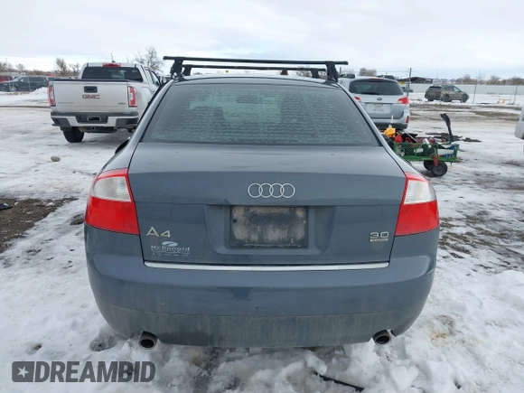 2003 Audi A4 3.0L with VIN WAULT68E73A150996, listed as a IAAI auction lot 41289003 with 119,657 mi miles. Bid and sale history available at carsss.com. Image 16.