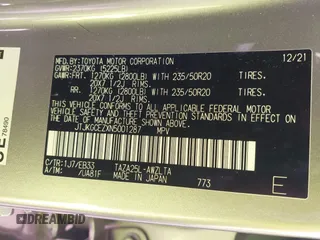 2022 Lexus NX 350 F Sport with VIN JTJKGCEZXN5001287, listed as a IAAI auction lot 42125581 with 47,766 mi miles and . Bid and sale history available at DreamBid. Image 9.