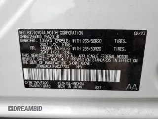 2023 Toyota bZ4X XLE z VIN JTMABACA1PA037703, wystawiony jako Copart lot #39743144 z przebiegiem 1 801 mil mil oraz . Historia ofert i sprzedaży dostępna na DreamBid. Obrazek 15.