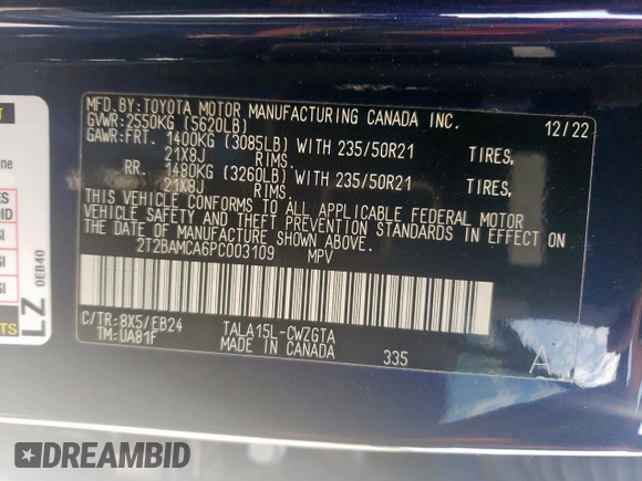 2023 Lexus RX 350 z VIN 2T2BAMCA6PC003109, wystawiony jako Copart lot #56751345 z przebiegiem 20 508 mil mil oraz Szkoda całkowita • Salvage title. Historia ofert i sprzedaży dostępna na DreamBid. Obrazek 13.