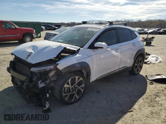 2023 Hyundai Kona Limited with VIN KM8K53A35PU007979, listed as a Copart auction lot 81557734 with 36,002 mi miles and Salvage Title. Bid and sale history available at carsss.com. Image 1.