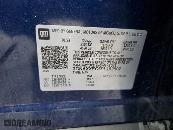 2023 Chevrolet Equinox Premier z VIN 3GNAXXEG5PL182507, wystawiony jako Copart lot #52156615 z przebiegiem 20 350 mil mil oraz Szkoda całkowita • Salvage title. Historia ofert i sprzedaży dostępna na DreamBid. Obrazek 14.