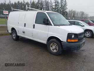 2014 Chevrolet Express Cargo Van with VIN 1GCWGFFA2E1182147, listed as a IAAI auction lot 41841886 with 235,955 mi miles. Bid and sale history available at carsss.com. Image 1.