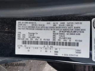 2018 Ford Fiesta SE with VIN 3FADP4BJ0JM121836, listed as a IAAI auction lot 41575608 with 74,010 mi miles. Bid and sale history available at carsss.com. Image 9.