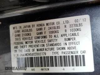 2012 Acura TSX z VIN JH4CW2H58CC002779, wystawiony jako Copart lot #56226525 z przebiegiem 180 833 mil mil oraz Czysty tytuł • Clean title. Historia ofert i sprzedaży dostępna na DreamBid. Obrazek 12.