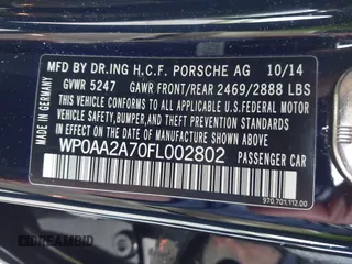 2015 Porsche Panamera 4 с VIN WP0AA2A70FL002802, выставлен на аукционе IAAI как лот 41303802 с пробегом 58 496 миль миль и . История ставок и продаж доступна на DreamBid. Изображение 9.