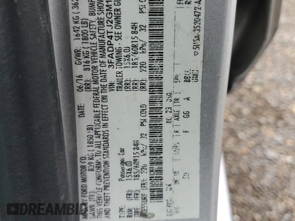2016 Ford Fiesta S with VIN 3FADP4TJ2GM183990, listed as a Copart auction lot 61076135 with 137,198 mi miles and Clean title. Bid and sale history available at DreamBid. Image 12.