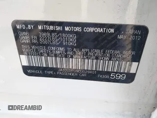2012 Mitsubishi Lancer ES with VIN JA32U2FU9CU029401, listed as a IAAI auction lot 42539982 with 161,404 mi miles and . Bid and sale history available at DreamBid. Image 9.