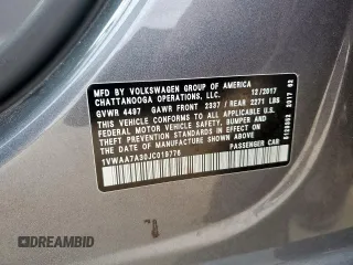 2018 Volkswagen Passat S z VIN 1VWAA7A30JC019776, wystawiony jako Copart lot #55830785 z przebiegiem 75 308 mil mil oraz Szkoda całkowita • Salvage title. Historia ofert i sprzedaży dostępna na DreamBid. Obrazek 12.