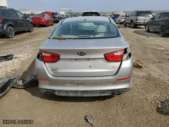 2015 Kia Optima LX with VIN KNAGM4A78F5547774, listed as a Copart auction lot 46510745 with 0 mi miles and Salvage Title. Bid and sale history available at carsss.com. Image 6.