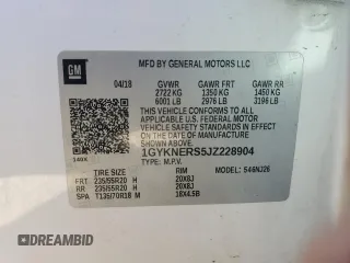 2018 Cadillac XT5 Premium Luxury FWD with VIN 1GYKNERS5JZ228904, listed as a Copart auction lot 51267615 with 85,496 mi miles and Clean title. Bid and sale history available at DreamBid. Image 12.