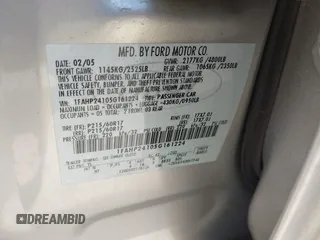 2005 Ford Five Hundred SEL with VIN 1FAHP24105G161224, listed as a IAAI auction lot 42448504 with Not provided miles and . Bid and sale history available at DreamBid. Image 9.