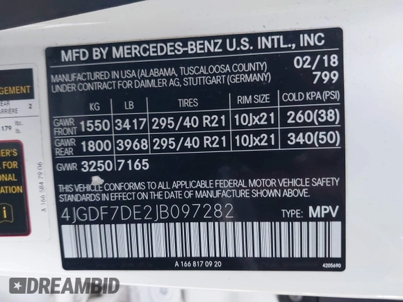 2018 Mercedes-Benz GLS 550 z VIN 4JGDF7DE2JB097282, wystawiony jako IAAI lot #41060046 z przebiegiem 71 317 mil mil oraz . Historia ofert i sprzedaży dostępna na DreamBid. Obrazek 9.