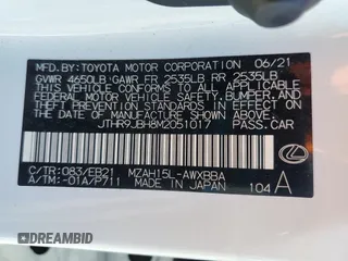 2021 Lexus UX with VIN JTHR9JBH8M2051017, listed as a Copart auction lot 44913275 with 0 mi miles and Salvage Title. Bid and sale history available at carsss.com. Image 12.