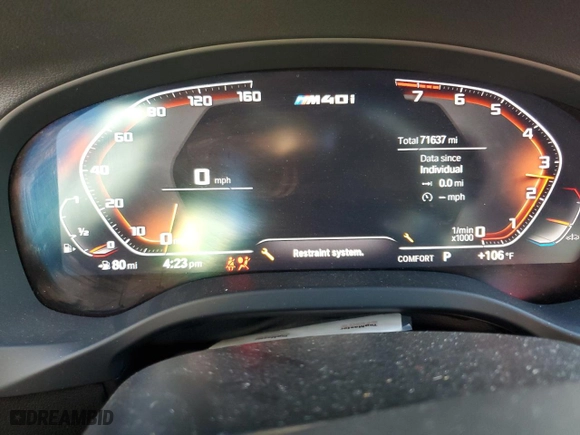 2021 BMW X4 M40i with VIN 5UX2V5C06M9E04443, listed as a Copart auction lot 72061194 with 71637 miles and Salvage Title. Bid and sale history available at carsss.com. Image 9.