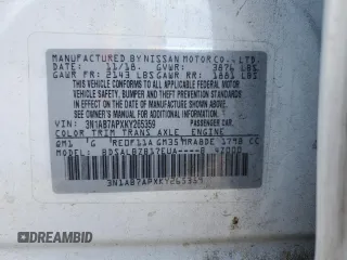 2019 Nissan Sentra S with VIN 3N1AB7APXKY265359, listed as a Copart auction lot 61694085 with 81,562 mi miles and Salvage title. Bid and sale history available at DreamBid. Image 12.