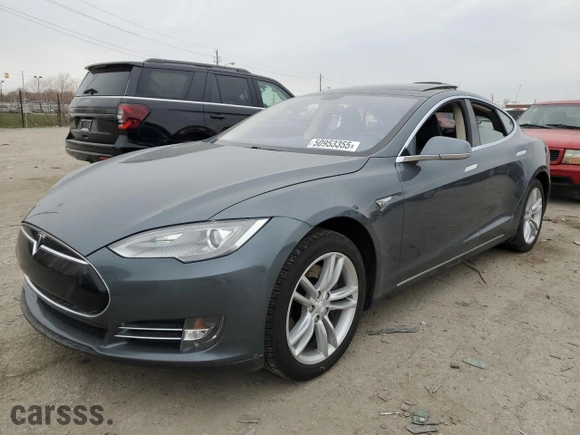 2013 Tesla Model S with VIN 5YJSA1CG7DFP03882, listed as a Copart auction lot 50953355 with 155291 miles and Clean Title. Bid and sale history available at carsss.com. Image 1.