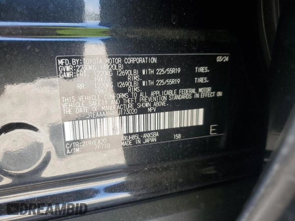 2024 Toyota Venza LE with VIN JTEAAAAH4RJ173020, listed as a Copart auction lot 69901484 with 10,222 mi miles and Salvage Title. Bid and sale history available at carsss.com. Image 14.