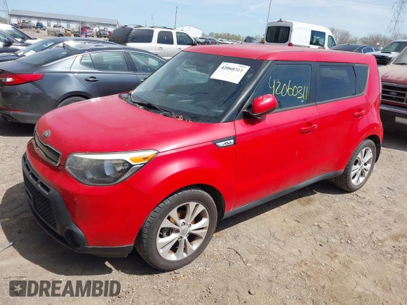 2015 Kia Soul + with VIN KNDJP3A51F7785902, listed as a IAAI auction lot 42060311 with 109,819 mi miles. Bid and sale history available at carsss.com. Image 2.