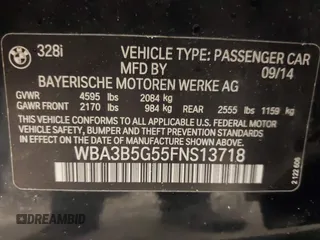 2015 BMW 3 Series 328i xDrive с VIN WBA3B5G55FNS13718, выставлен на аукционе IAAI как лот 42264153 с пробегом 180 428 миль миль и . История ставок и продаж доступна на DreamBid. Изображение 9.