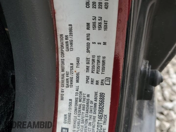 2006 Chevrolet Colorado 1LT z VIN 1GCDT146X68266889, wystawiony jako Copart lot #52383585 z przebiegiem 112 879 mil mil oraz Szkoda całkowita • Salvage title. Historia ofert i sprzedaży dostępna na DreamBid. Obrazek 14.
