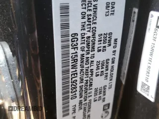 2014 Chevrolet SS z VIN 6G3F15RW1EL928310, wystawiony jako Copart lot #67468124 z przebiegiem Nie podano mil oraz Szkoda całkowita • Salvage title. Historia ofert i sprzedaży dostępna na DreamBid. Obrazek 12.
