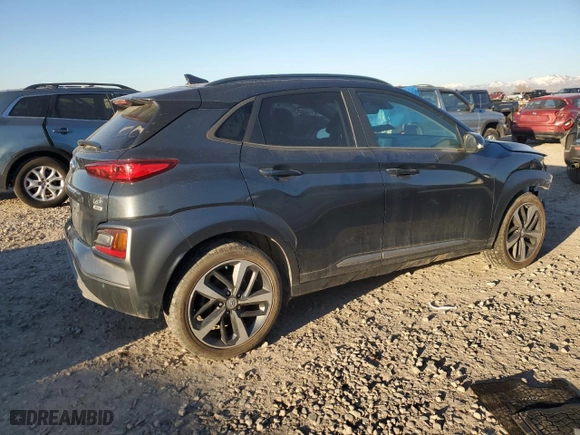 2021 Hyundai Kona Ultimate with VIN KM8K5CA50MU686931, listed as a Copart auction lot 46915445 with 43,612 mi miles and Salvage Title. Bid and sale history available at carsss.com. Image 3.