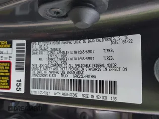 2022 Toyota Tacoma SR5 with VIN 3TMAZ5CN5NM181034, listed as a IAAI auction lot 42243200 with Not provided miles and . Bid and sale history available at DreamBid. Image 9.
