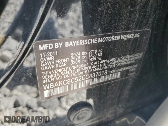 2012 BMW 7 Series 750Li xDrive with VIN WBAKC8C52CC437018, listed as a Copart auction lot 49253225 with 118,063 mi miles and Clean title. Bid and sale history available at DreamBid. Image 12.