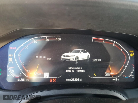 2021 BMW 3 Series 330i xDrive with VIN 3MW5R7J05M8C06619, listed as a Copart auction lot 54072555 with 25,208 mi miles and Salvage title. Bid and sale history available at DreamBid. Image 9.