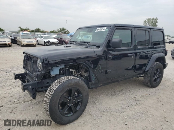 2021 Jeep Wrangler Unlimited Sahara Altitude with VIN 1C4HJXEGXMW671418, listed as a Copart auction lot 68116854 with 38,680 mi miles and Salvage title. Bid and sale history available at DreamBid. Image 1.
