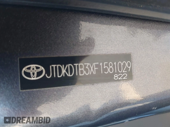 2015 Toyota Prius One with VIN JTDKDTB3XF1581029, listed as a IAAI auction lot 41335950 with 205,490 mi miles and . Bid and sale history available at carsss.com. Image 9.