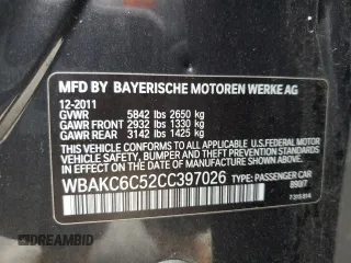 2012 BMW 7 Series 750i xDrive с VIN WBAKC6C52CC397026, выставлен на аукционе Copart как лот 58942555 с пробегом 93 271 миль миль и Чистый • Clean title. История ставок и продаж доступна на DreamBid. Изображение 12.