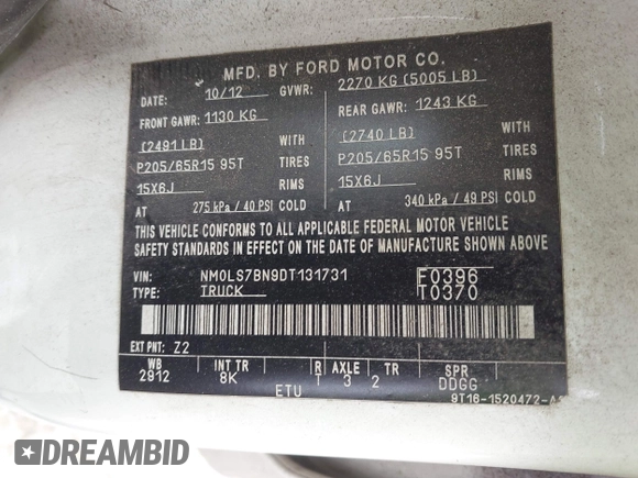 2013 Ford Transit Connect XLT с VIN NM0LS7BN9DT131731, выставлен на аукционе IAAI как лот 42110247 с пробегом 156 498 миль миль и . История ставок и продаж доступна на DreamBid. Изображение 9.