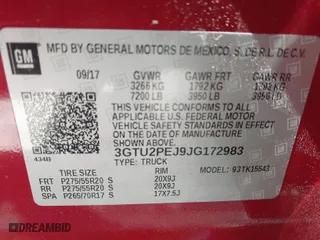2018 GMC Sierra 1500 Denali with VIN 3GTU2PEJ9JG172983, listed as a IAAI auction lot 41784319 with 74,025 mi miles. Bid and sale history available at carsss.com. Image 9.