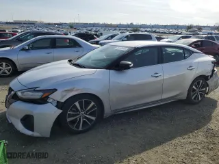 2021 Nissan Maxima SV with VIN 1N4AA6CV1MC503574, listed as a Copart auction lot 46443265 with 83,841 mi miles and Salvage Title. Bid and sale history available at carsss.com. Image 1.