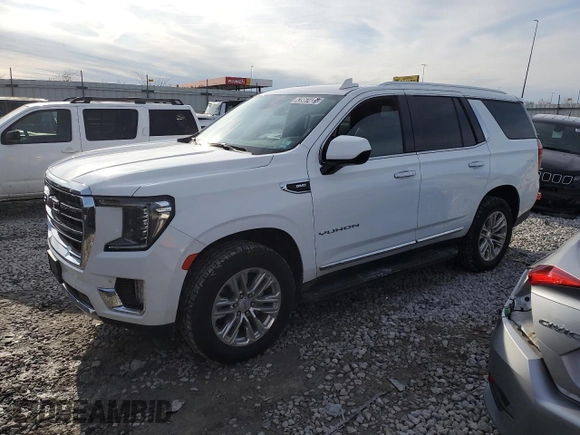 2023 GMC Yukon SLT with VIN 1GKS2BKD7PR157629, listed as a Copart auction lot 43967425 with 66,850 mi miles and Clean Title. Bid and sale history available at carsss.com. Image 1.