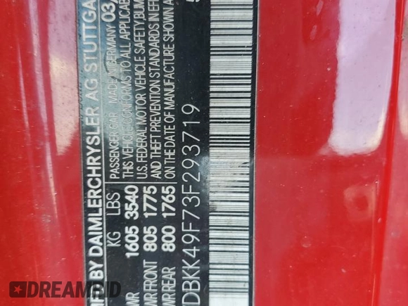 2003 Mercedes-Benz SLK 230 Kompressor z VIN WDBKK49F73F293719, wystawiony jako Copart lot #74849454 z przebiegiem 247 020 mil mil oraz Szkoda całkowita • Salvage title. Historia ofert i sprzedaży dostępna na DreamBid. Obrazek 12.