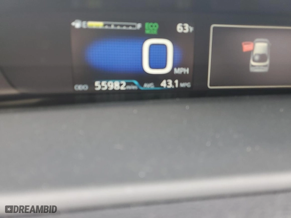 2019 Toyota Prius LE with VIN JTDL9RFU9K3011646, listed as a Copart auction lot 51190575 with 55,982 mi miles and Salvage Title. Bid and sale history available at carsss.com. Image 9.