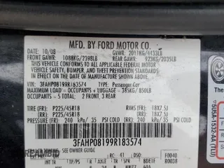 2009 Ford Fusion SEL with VIN 3FAHP08199R183574, listed as a Copart auction lot 53973235 with Not Provided miles and Non Repairable. Bid and sale history available at carsss.com. Image 12.