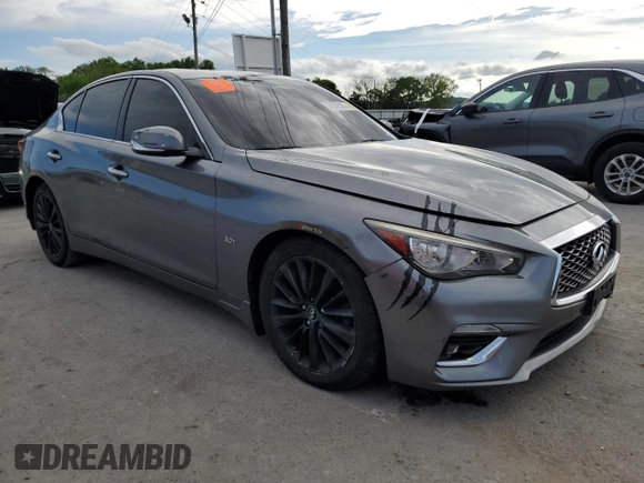 2018 Infiniti Q50 Luxe with VIN JN1EV7AR6JM444784, listed as a Copart auction lot 54509335 with 69,997 mi miles and Salvage Title. Bid and sale history available at DreamBid. Image 4.