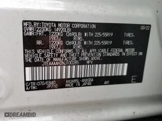 2022 Toyota Venza LE with VIN JTEAAAAH2NJ100285, listed as a Copart auction lot 49737363 with 10,139 mi miles. Bid and sale history available at carsss.com. Image 14.