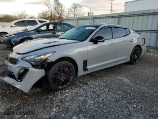 2023 Kia Stinger GT2 with VIN KNAE55LC2P6124155, listed as a Copart auction lot 79654324 with 18,827 mi miles and Salvage Title. Bid and sale history available at carsss.com. Image 1.