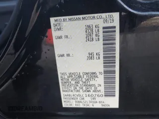 2020 Nissan Altima SR with VIN 1N4BL4CV0LC160760, listed as a IAAI auction lot 41108442 with 71,578 mi miles and . Bid and sale history available at carsss.com. Image 9.